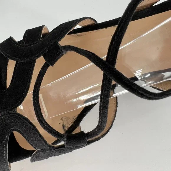 M. GEMI Lace Up‎ Sandal Strappy Suede Leather Chunky Heels Open Toe Size …